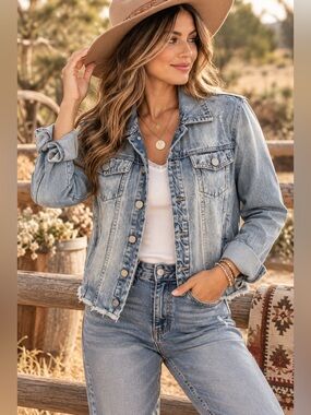 Blank NYC Light Blue Distressed Denim Jacket